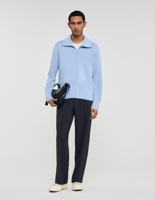 Wool Trucker Jacket - SHPTR00716 | sandro-paris.com Wool Trucker Jacket : Sweaters & Cardigans color Sky Blue