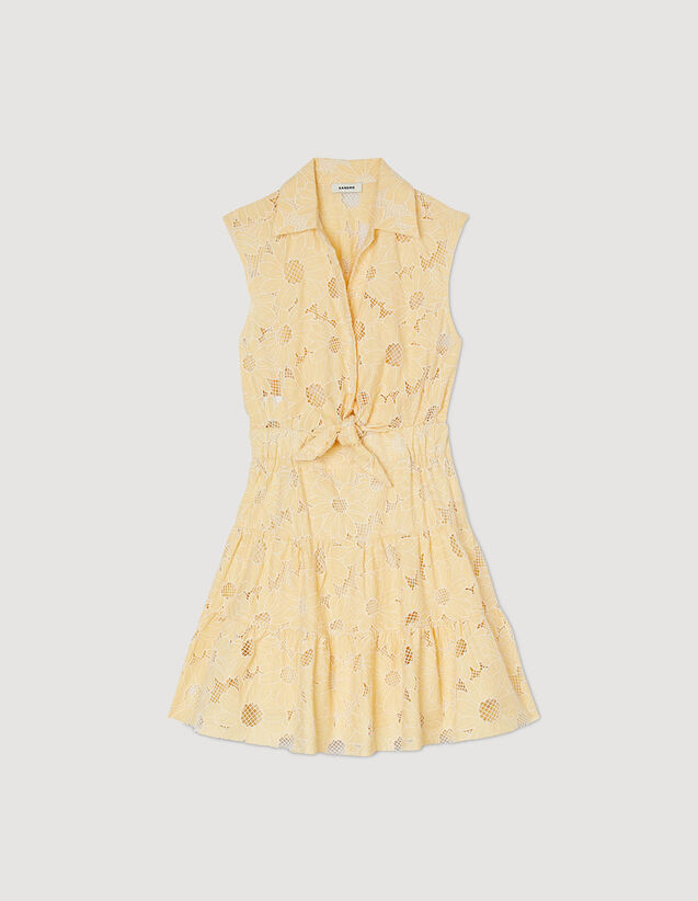 Short Embroidered Dress : Dresses color Vanilla / Beige