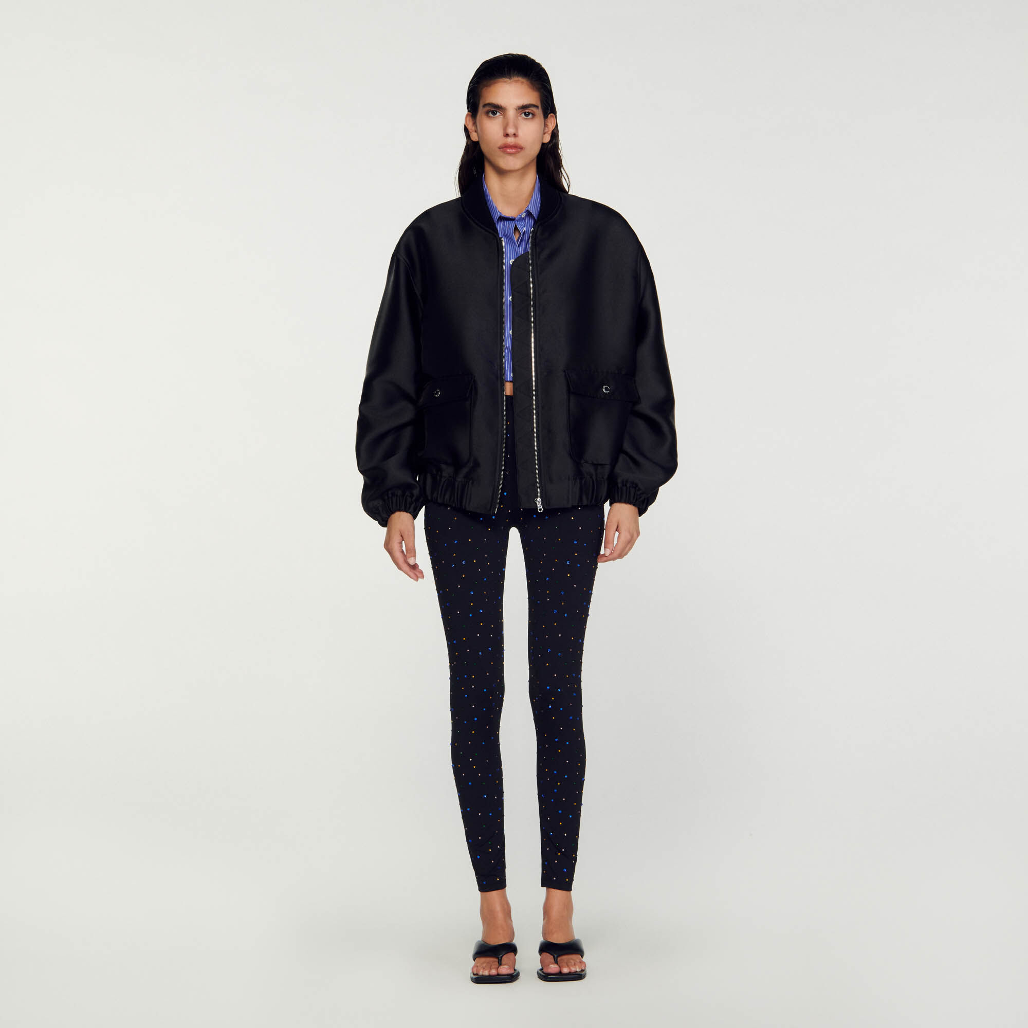 Oversized Bomber Jacket : Coats & Jackets&nbsp; color Black