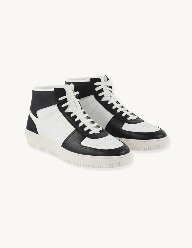 Leather High-Top Trainers : Shoes color Black / White