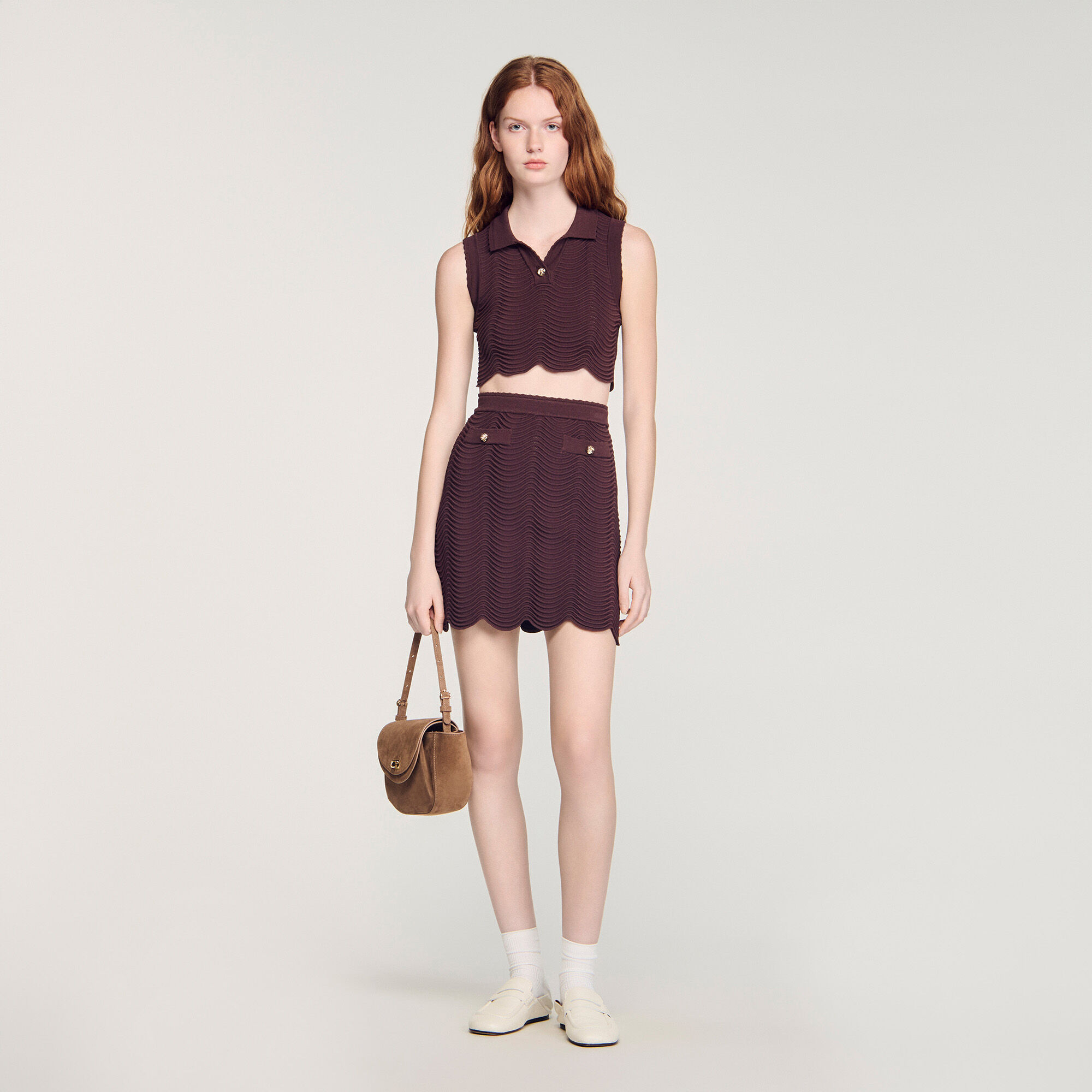 Short Decorative Knit Skirt : Skirts & Shorts color Brown