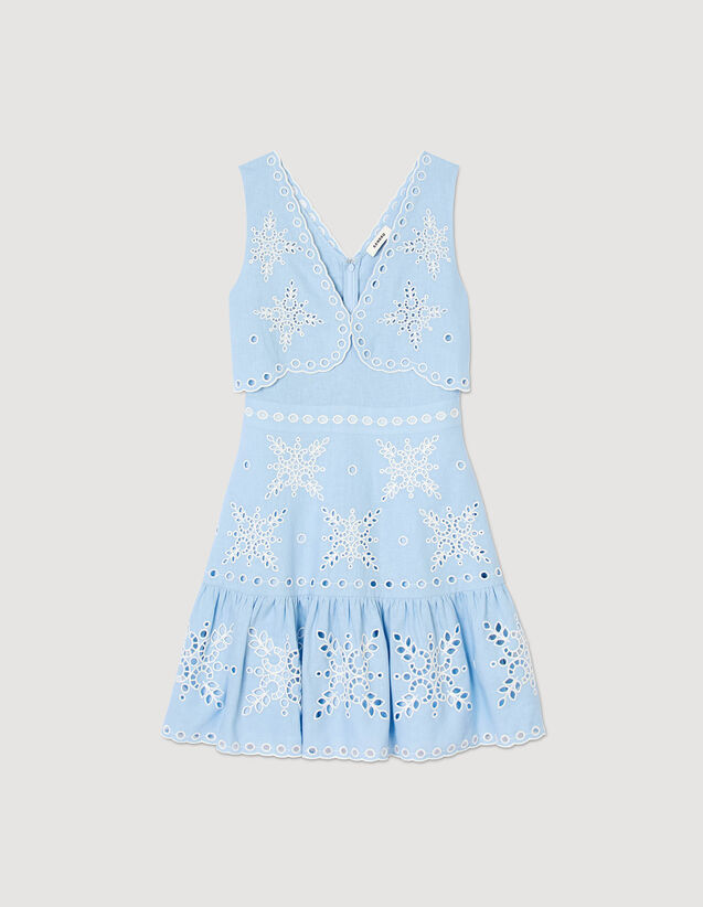 Broderie Anglaise Short Dress : E-shop Pre-launch Collection color Sky Blue