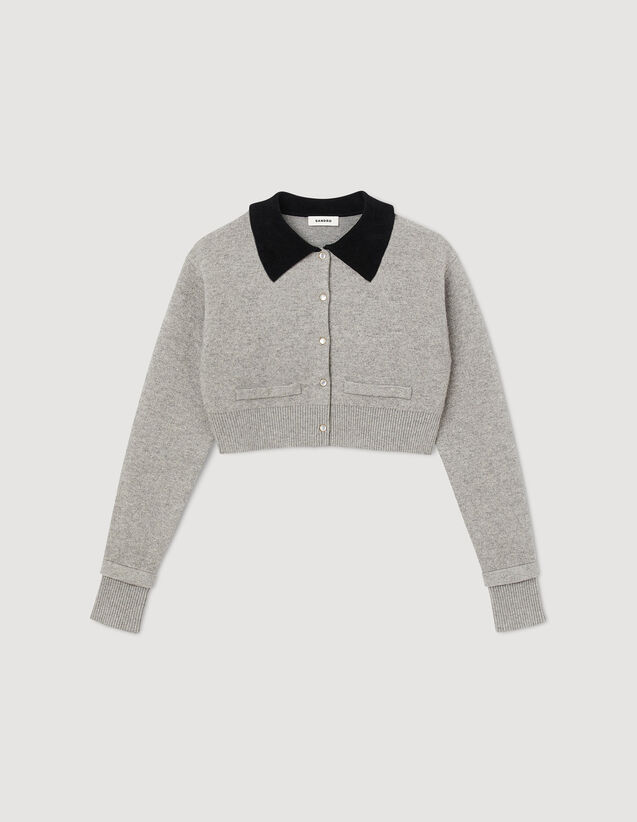 Cropped Coatigan : Sweaters & Cardigans color Grey