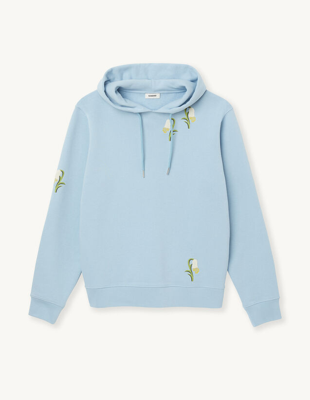 Embroidered Lily Of The Valley Hoodie : Sweatshirts color Sky Blue