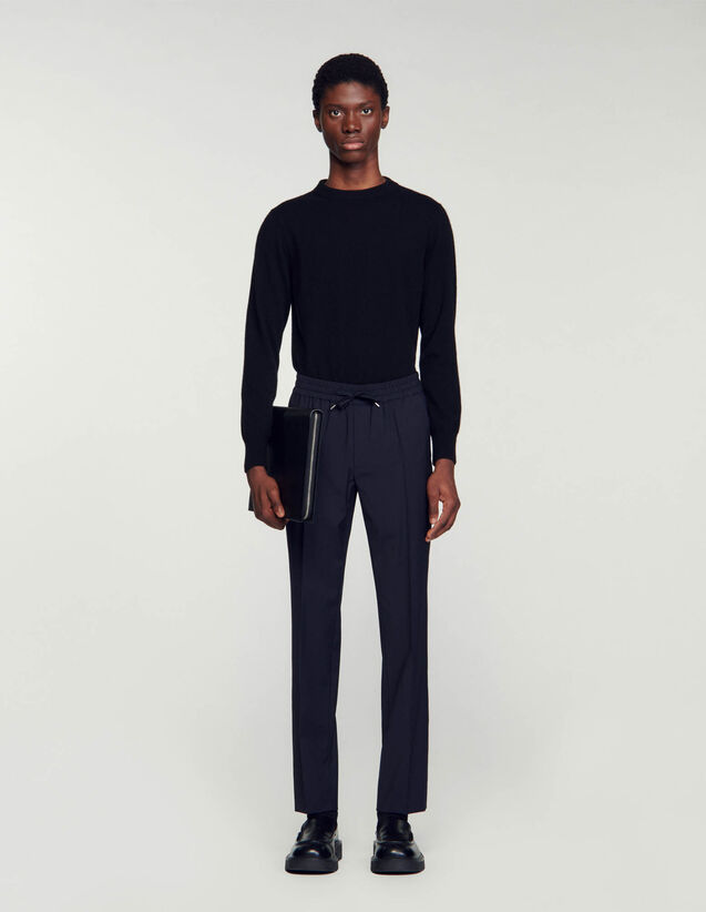 Elasticated Straight-Leg Trousers : E-shop Pre-launch Collection color Black