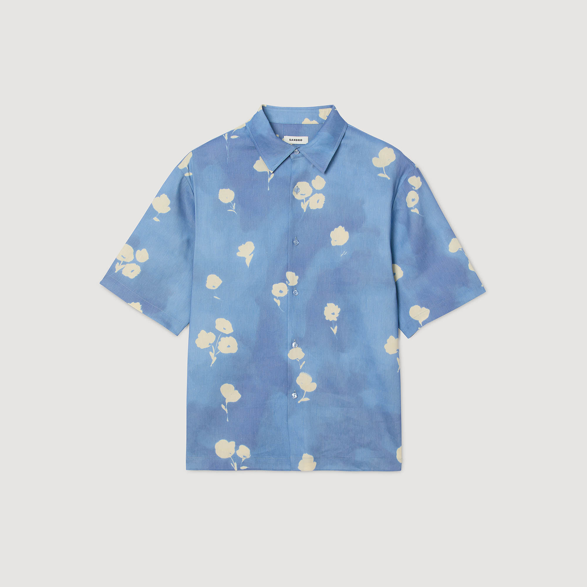 Floral Motif Shirt : Shirts color Blue Office