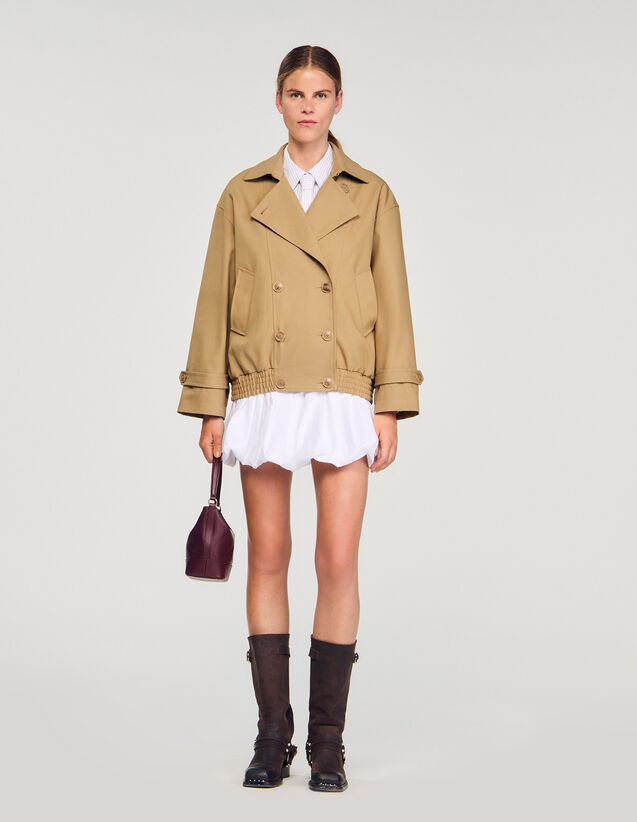 Short Oversized Trench Coat - SFPOU00739 | sandro-paris.com Short Oversized Trench Coat : Coats color Beige
