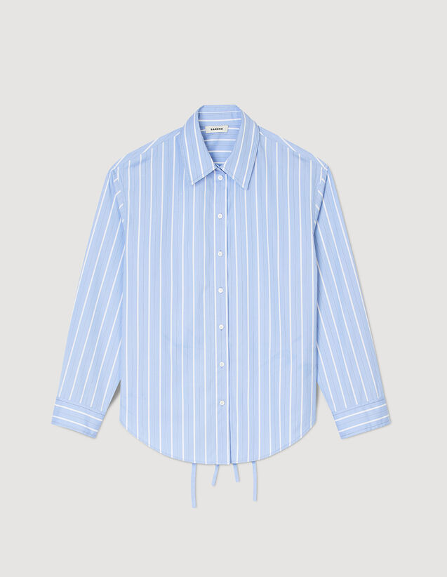 Stripy Shirt With Open Lace Back : Shirts color Blu / White