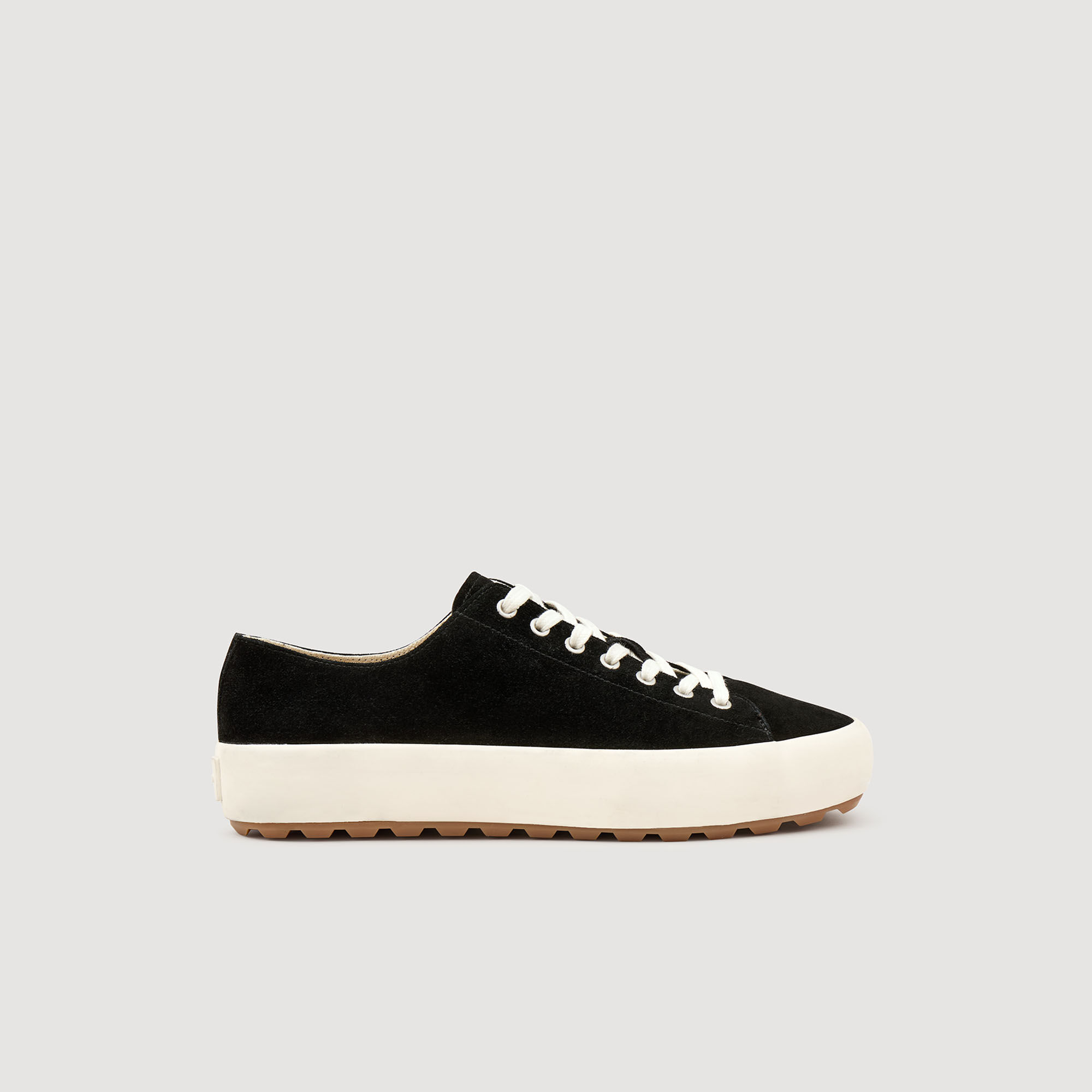 Low-Top Split Leather Trainers : Shoes color Black