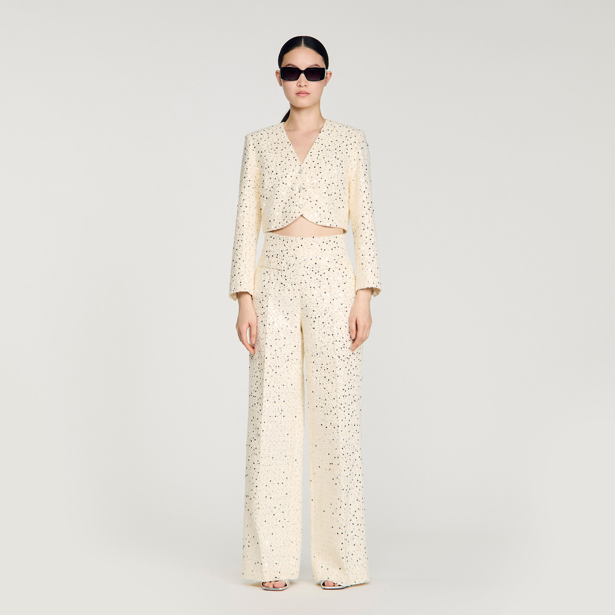 Geometric Sequin Trousers : Chinese New Year Collection color Ecru