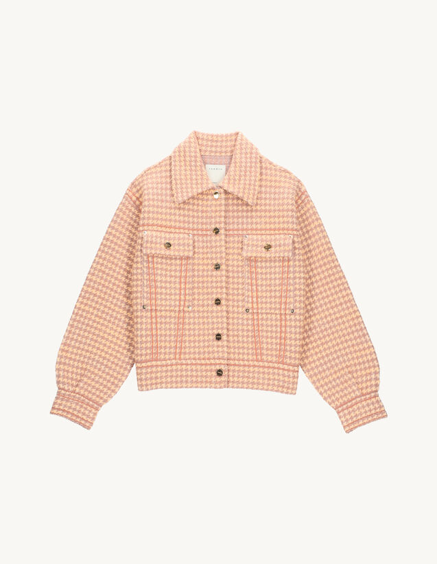 Tweed Coatigan : Coats color Ecru / Pink