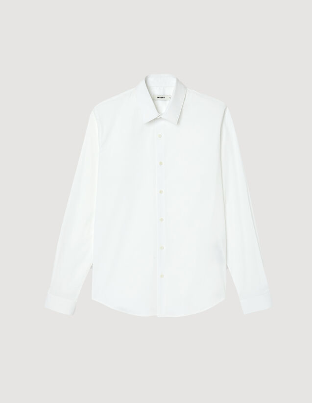 Fitted Stretch Cotton Shirt : Shirts color white