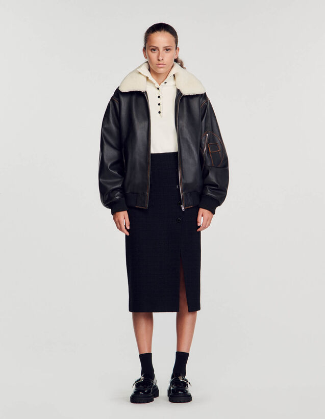 Tweed Midi Skirt : Skirts & Shorts color Black