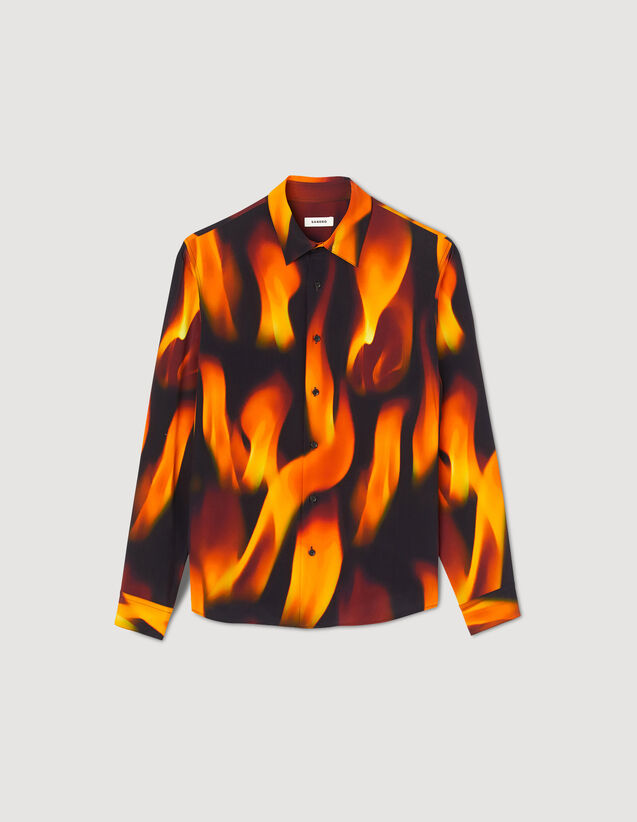 Flame Pattern Shirt : Shirts color Black