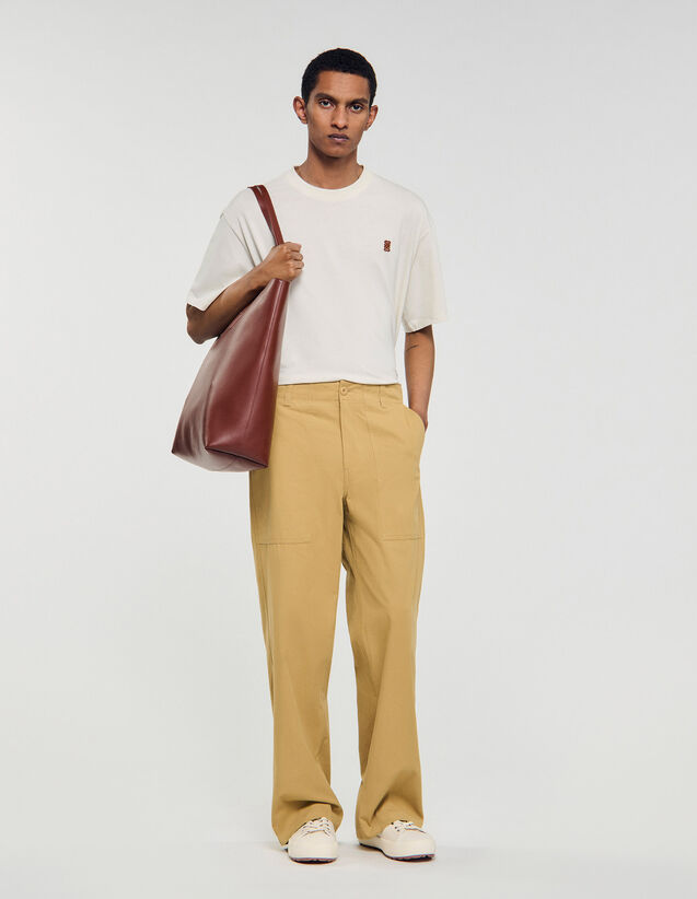 Wide-Leg Cotton Trousers - SHPPA01734 | sandro-paris.com Wide-Leg Cotton Trousers : Pants & Shorts color Ocher Yellow