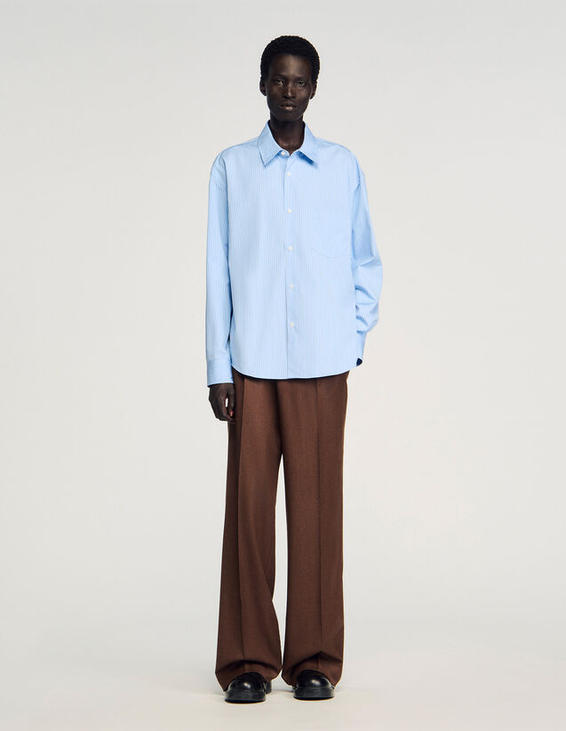 Striped Shirt - SHPCM01483 | sandro-paris.com Striped Shirt : Shirts color Sky Blue