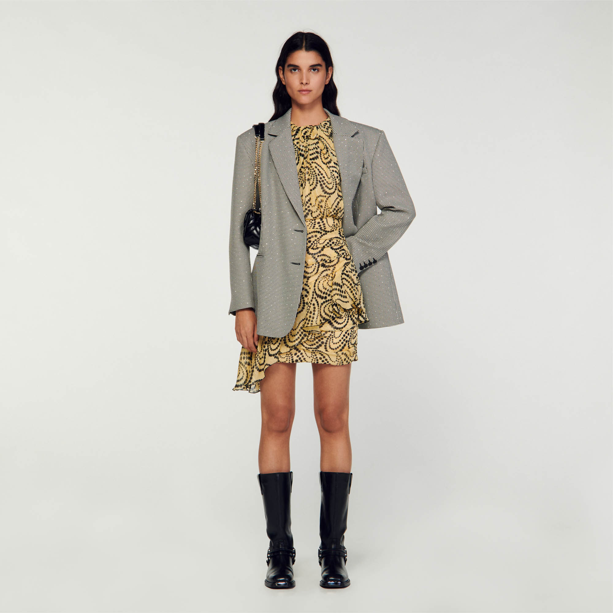 Paisley Print Asymmetric Dress : Dresses&nbsp; color Yellow / Black