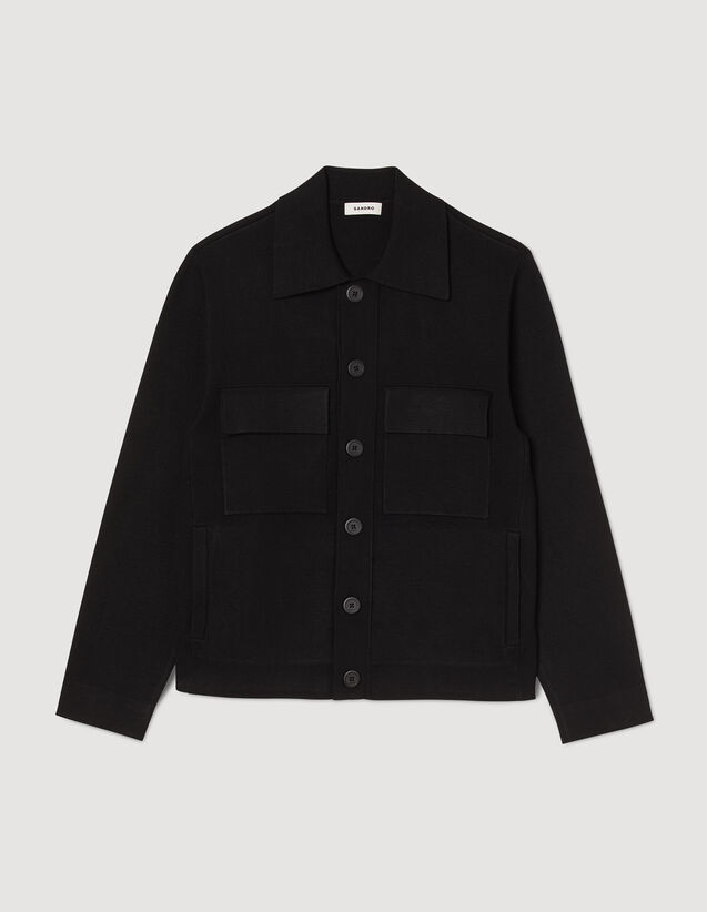 Knit Jacket : Trench coats & Coats color Black