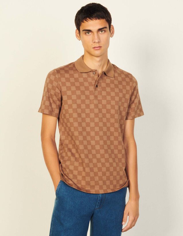 Monogrammed Jacquard Polo Shirt : T-shirts & Polo shirts color Camel