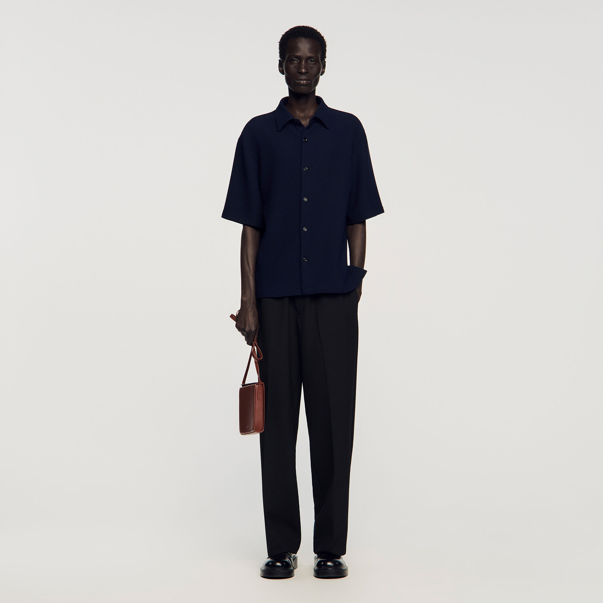 Textured Shark Collar Shirt : Shirts color Camel