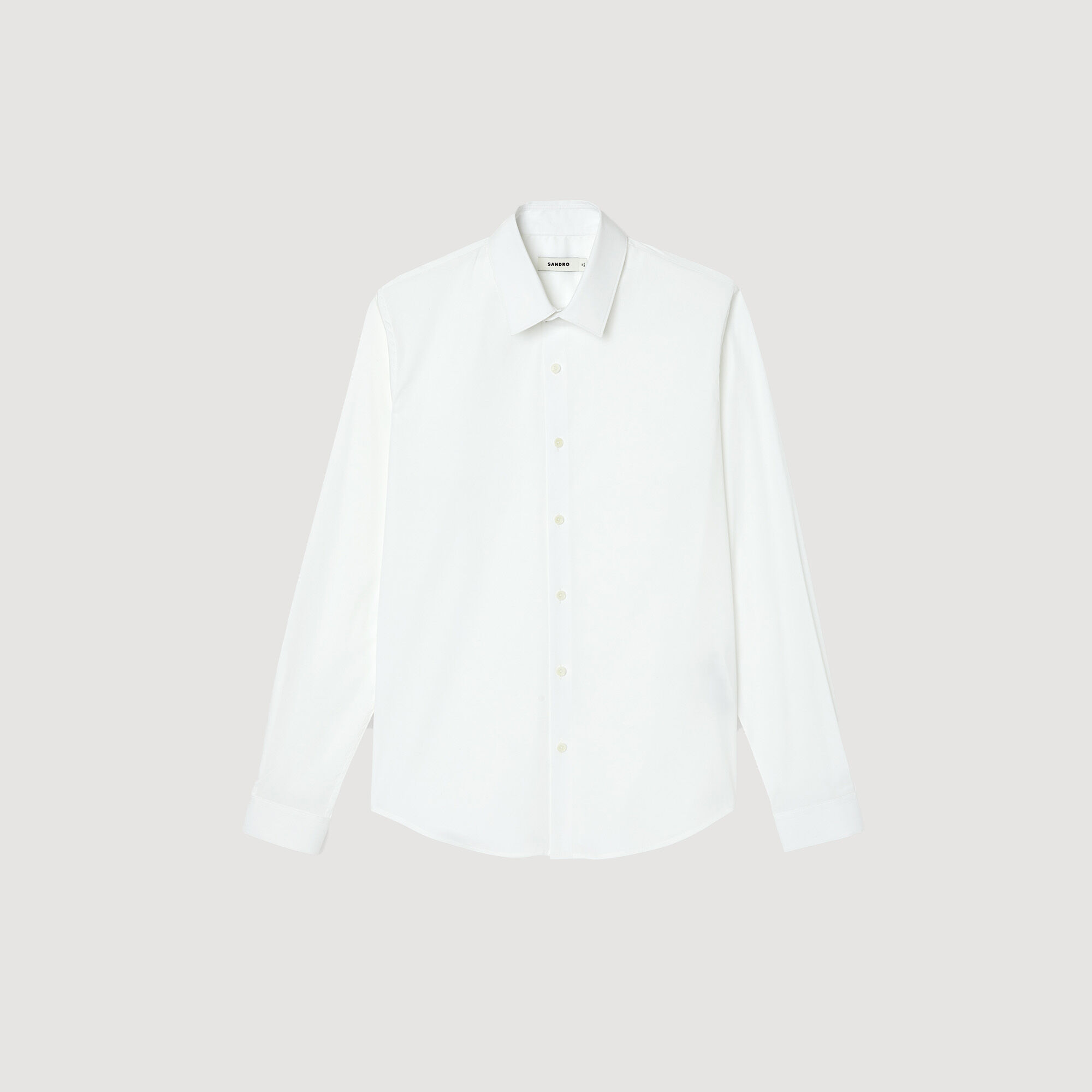 Fitted Stretch Cotton Shirt : Shirts color white