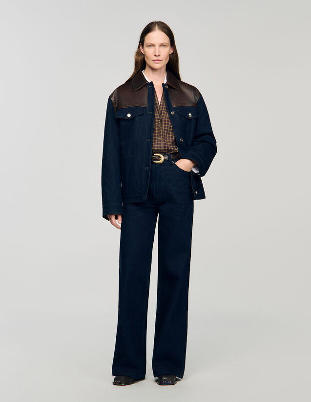 Wide-Leg Raw Jeans - SFPJE00789 | sandro-paris.com Wide-Leg Raw Jeans : Jeans color Blue Jean