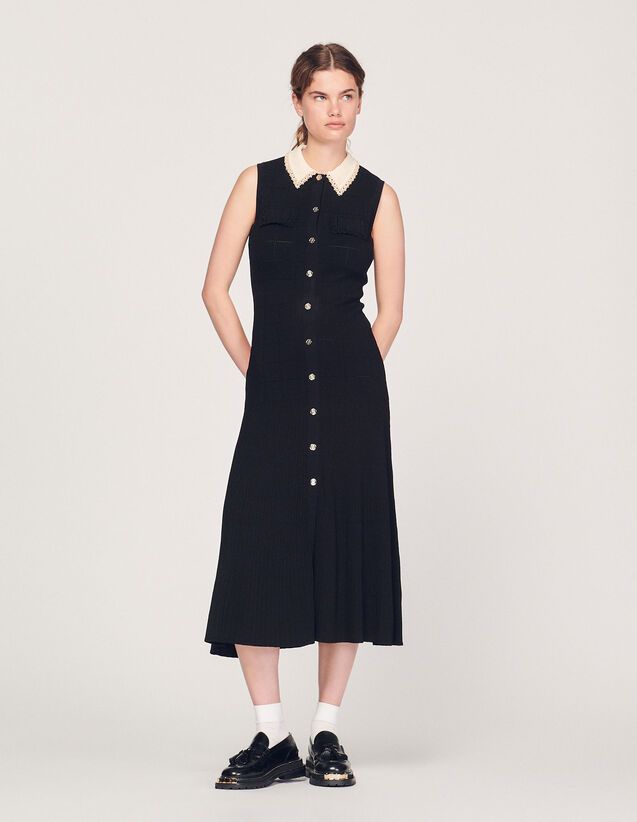 Long Sleeveless Dress : Dresses color Black