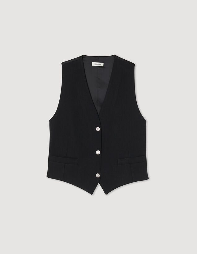 Masculine Rhinestone Waistcoat : Blazers & Jackets color Black