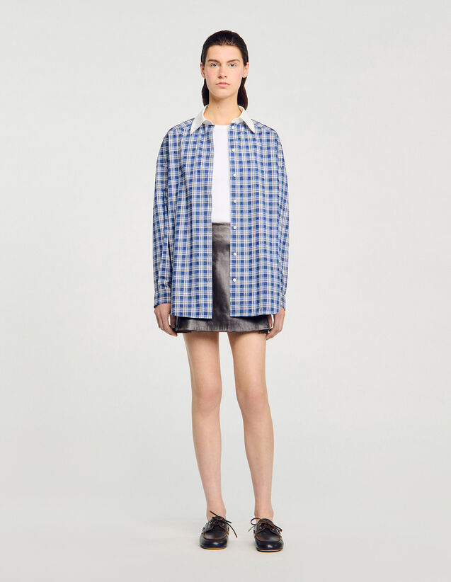 Rhinestone Check Shirt - SFPCM01452 | sandro-paris.com Rhinestone Check Shirt : Shirts color Blue