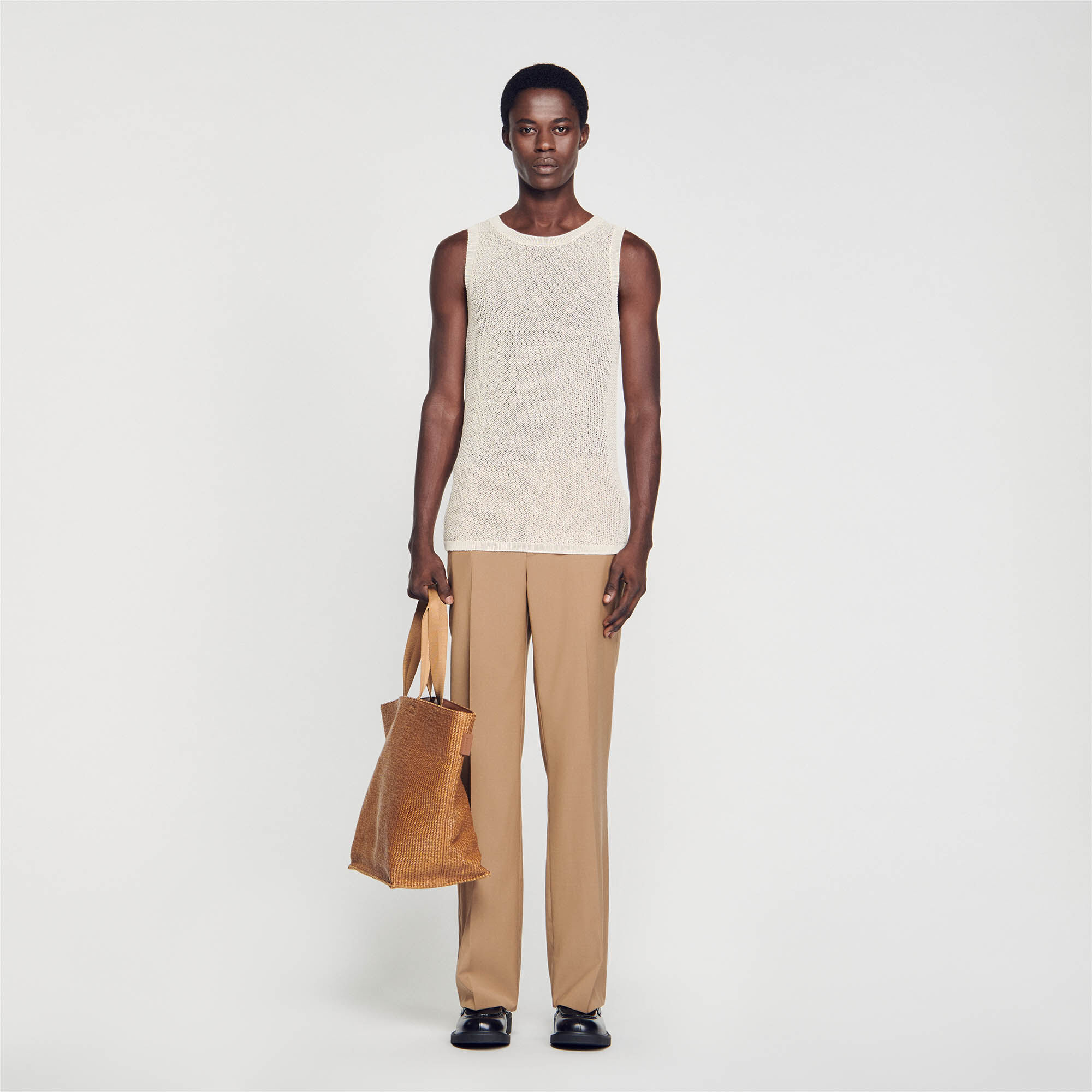 Knit Vest Top : null color Ecru