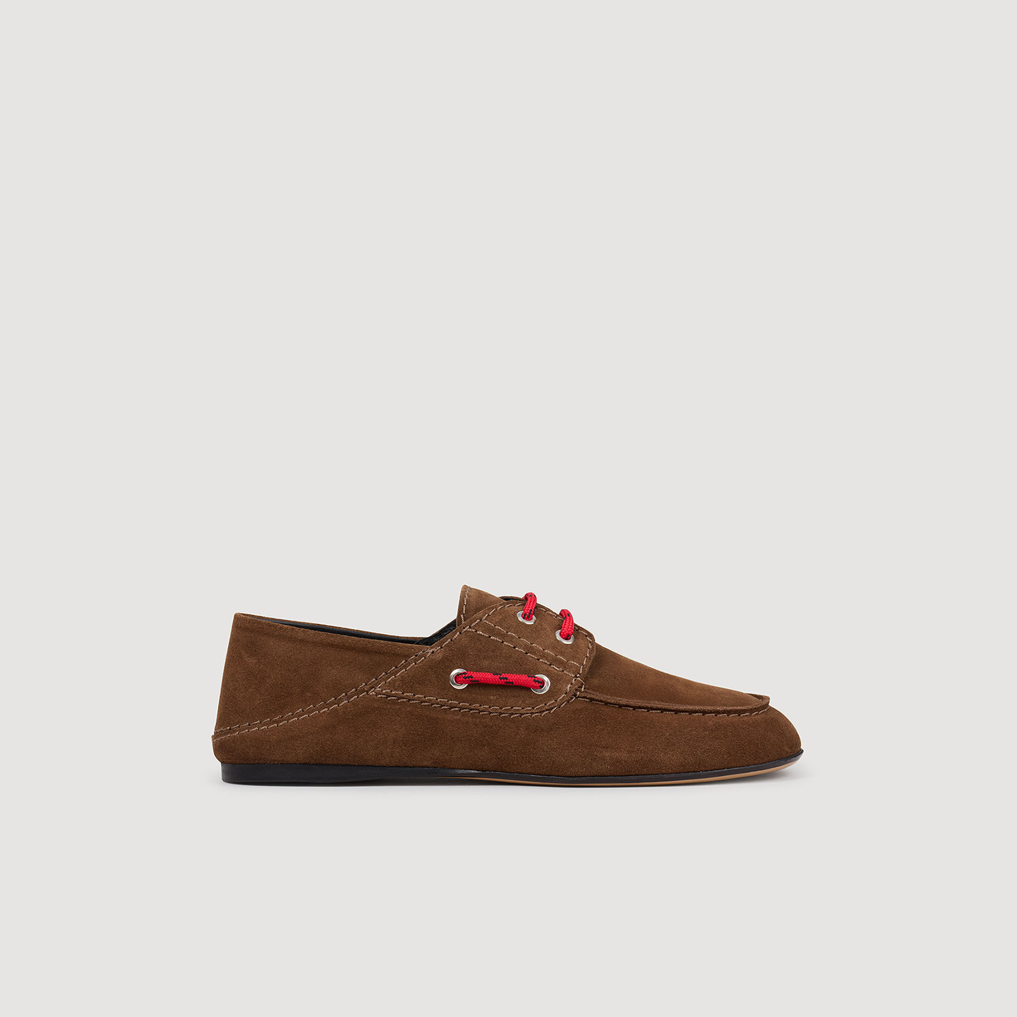 Suede Lace-Up Boat Shoes : Loafers color Brown
