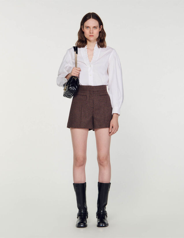 Houndstooth Shorts : Skirts & Shorts color Brown / Burgundy