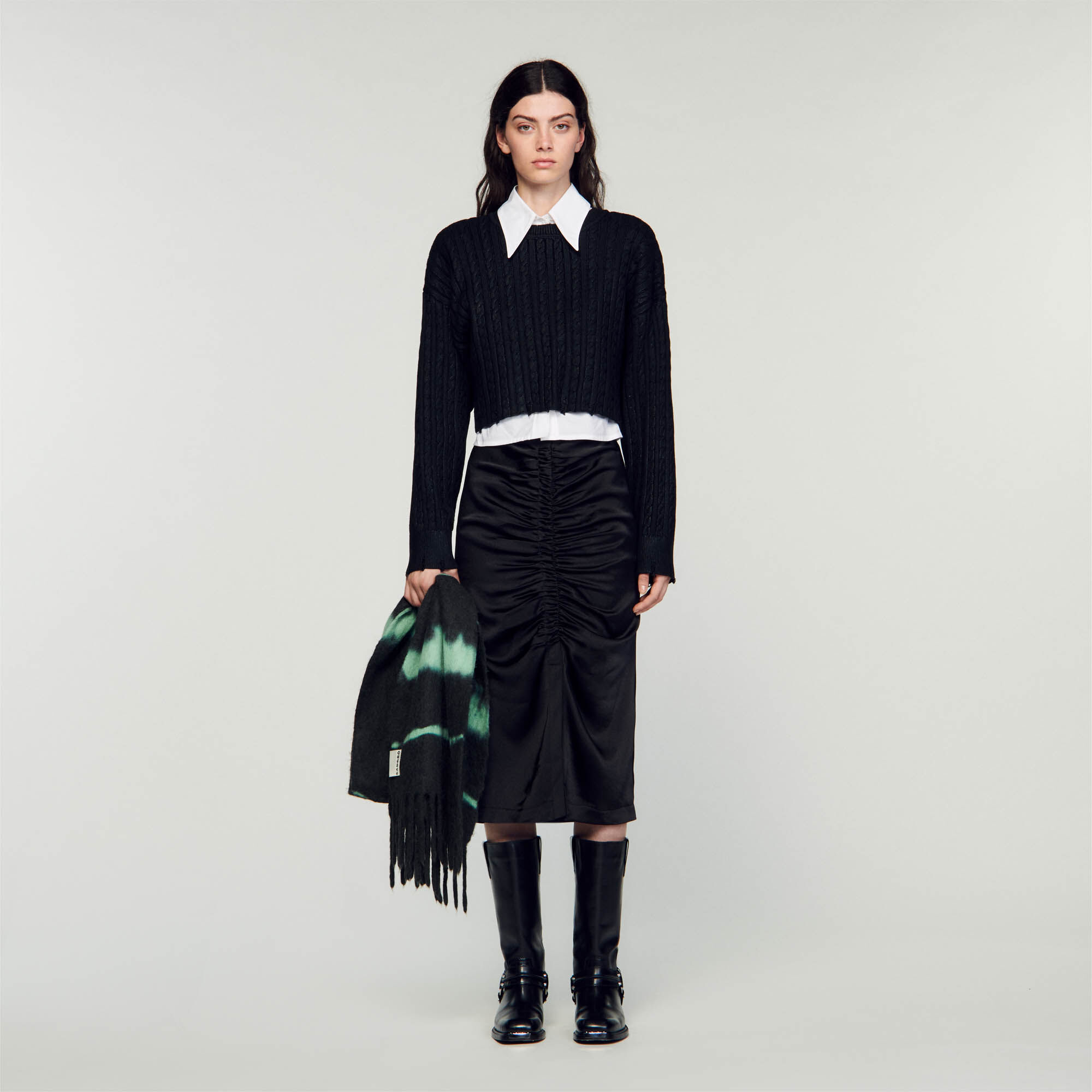 Cropped Knit Jumper : Sweaters & Cardigans&nbsp; color Black