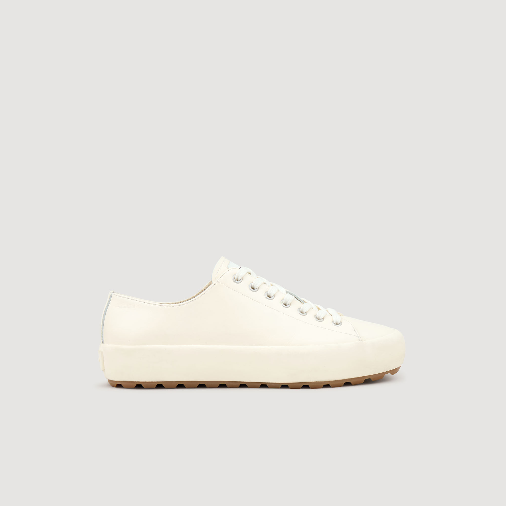 Low-Top Split Leather Trainers : Shoes color Off white