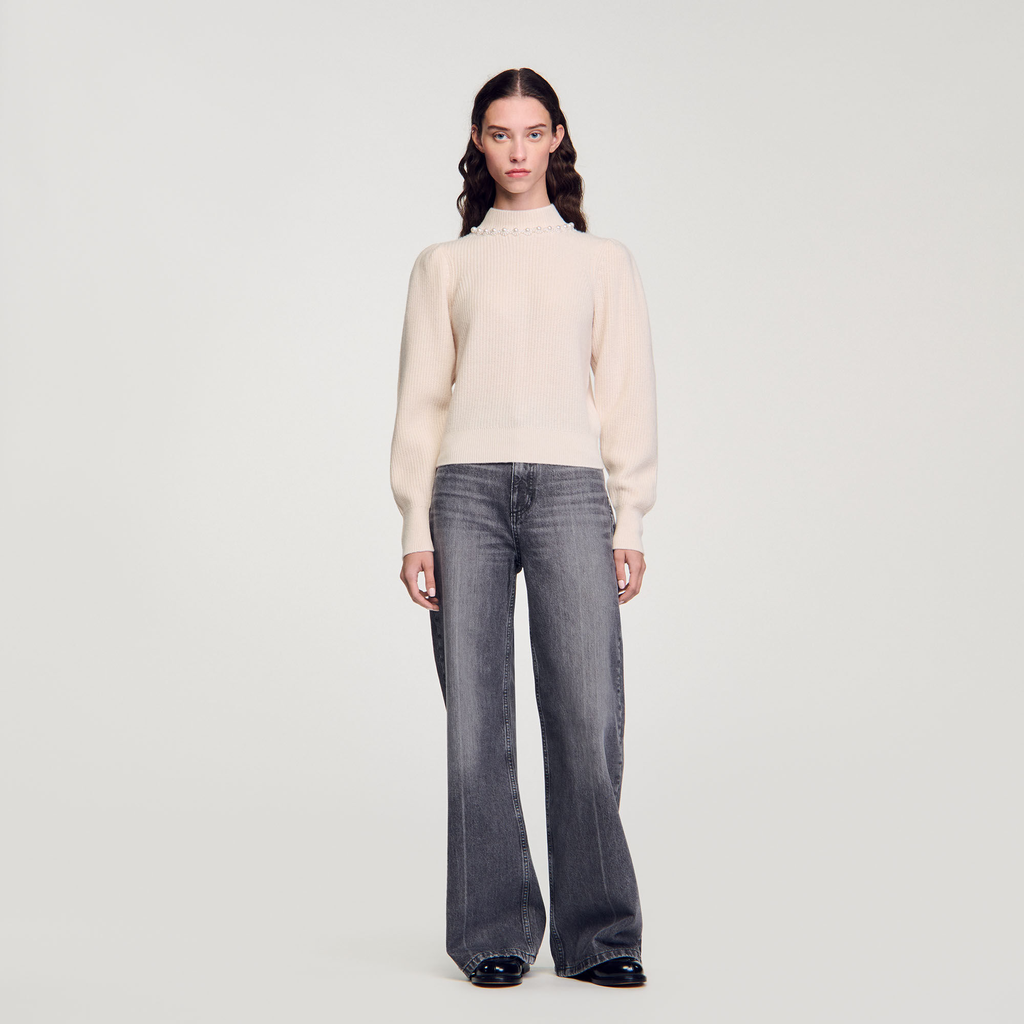 Ribbed Wool And Cashmere Jumper : Sweaters & Cardigans&nbsp; color Ecru