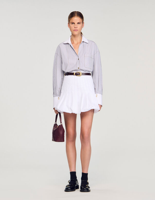 Oversized Striped Shirt - SFPCM01518 | sandro-paris.com Oversized Striped Shirt : Shirts color Ecru / Bleu