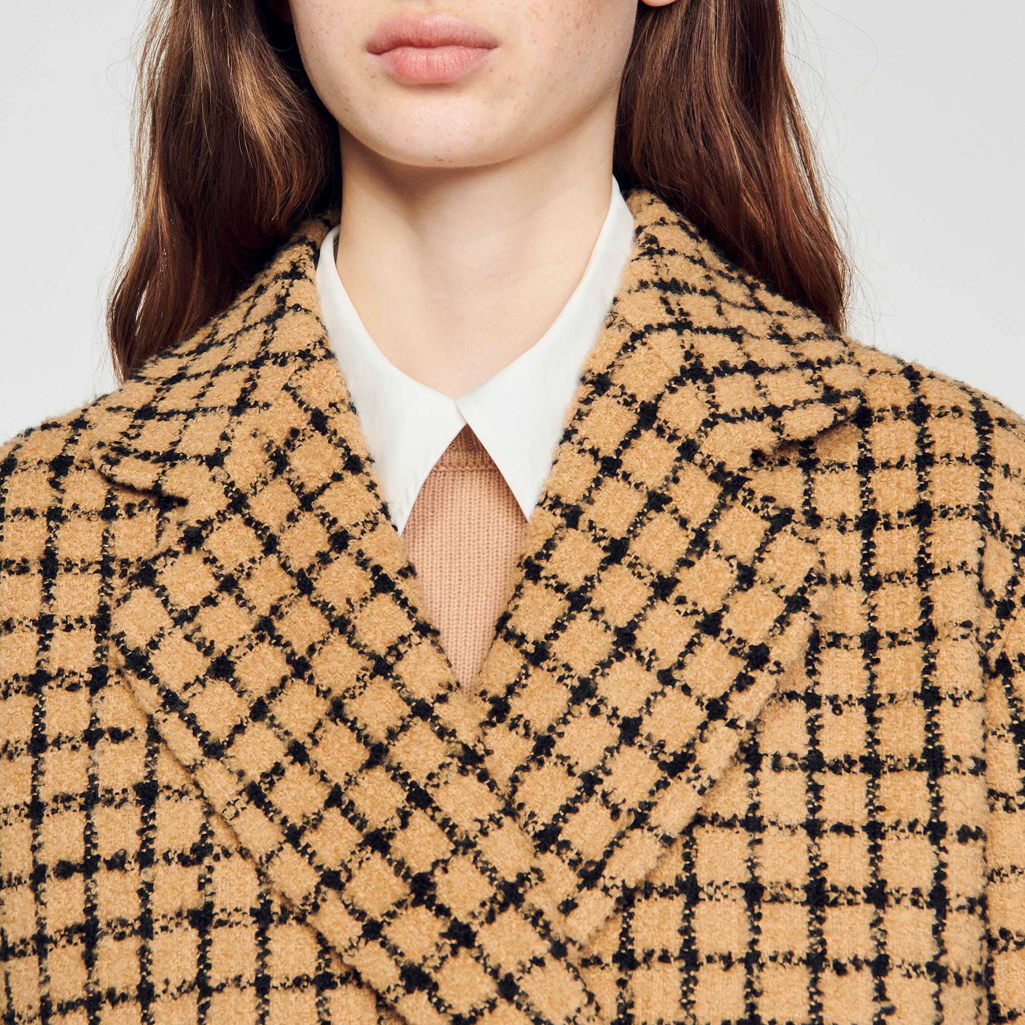 Tweed Jacket : Coats & Jackets&nbsp; color Camel / Black