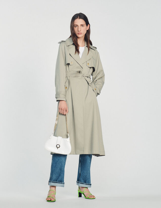 Trench Coat With Pleated Back : Coats color Putty
