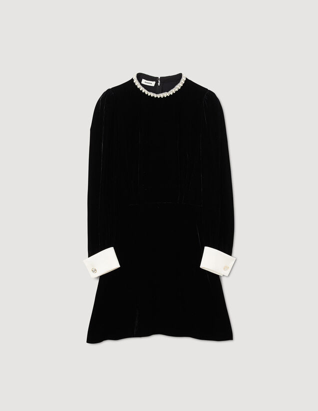 Short Velvet Dress : Dresses color Black