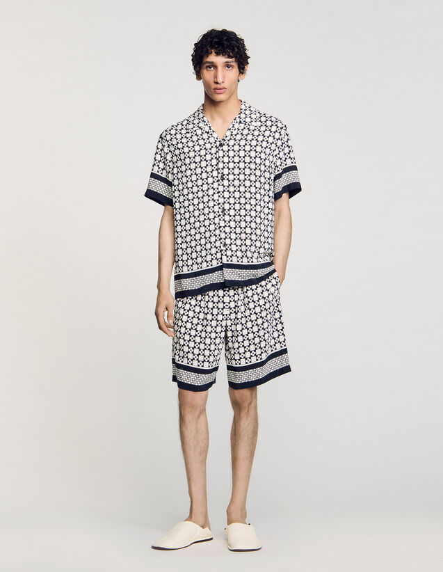 Square Cross Motif Flowing Blouse - SHPCM01270 | sandro-paris.com Square Cross Motif Flowing Blouse : Shirts color Black