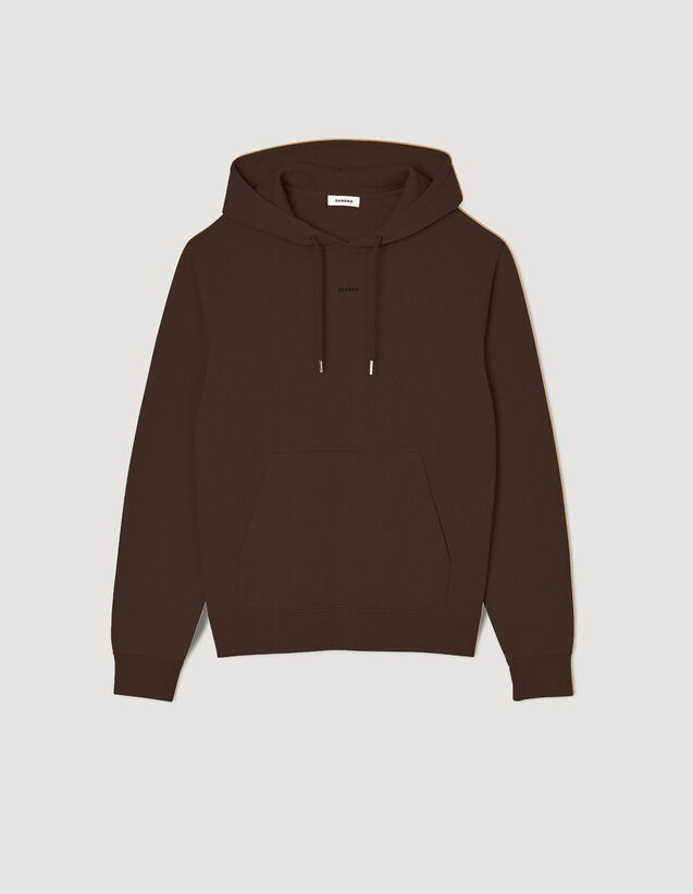 Men’S Organic Cotton Embroidered Hoodie : Tops & T-shirts color Black Brown