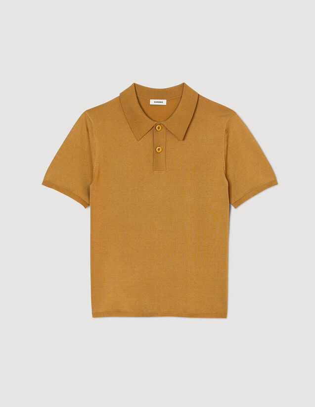 Short-Sleeve Knitted Polo Shirt : Sweaters & Cardigans color Cream