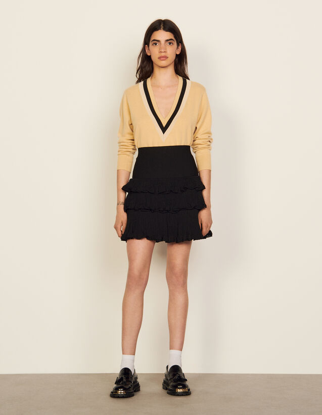 Knitted Ruffle Skirt : Skirts & Shorts color Black