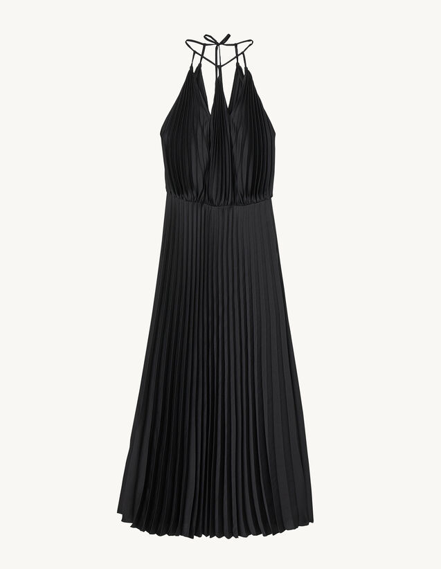 Long Pleated Dress : Dresses color Black