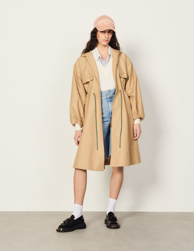 Oversized Cotton Trench Coat : Coats color Sand