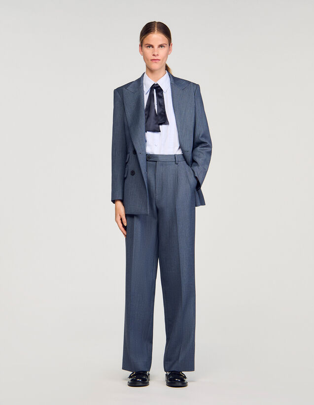Striped Trousers : Pants color Blue