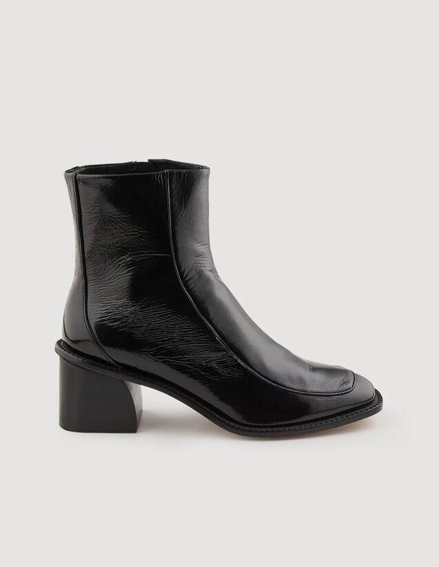 Patent Leather Boots With Heel : Boots color Black