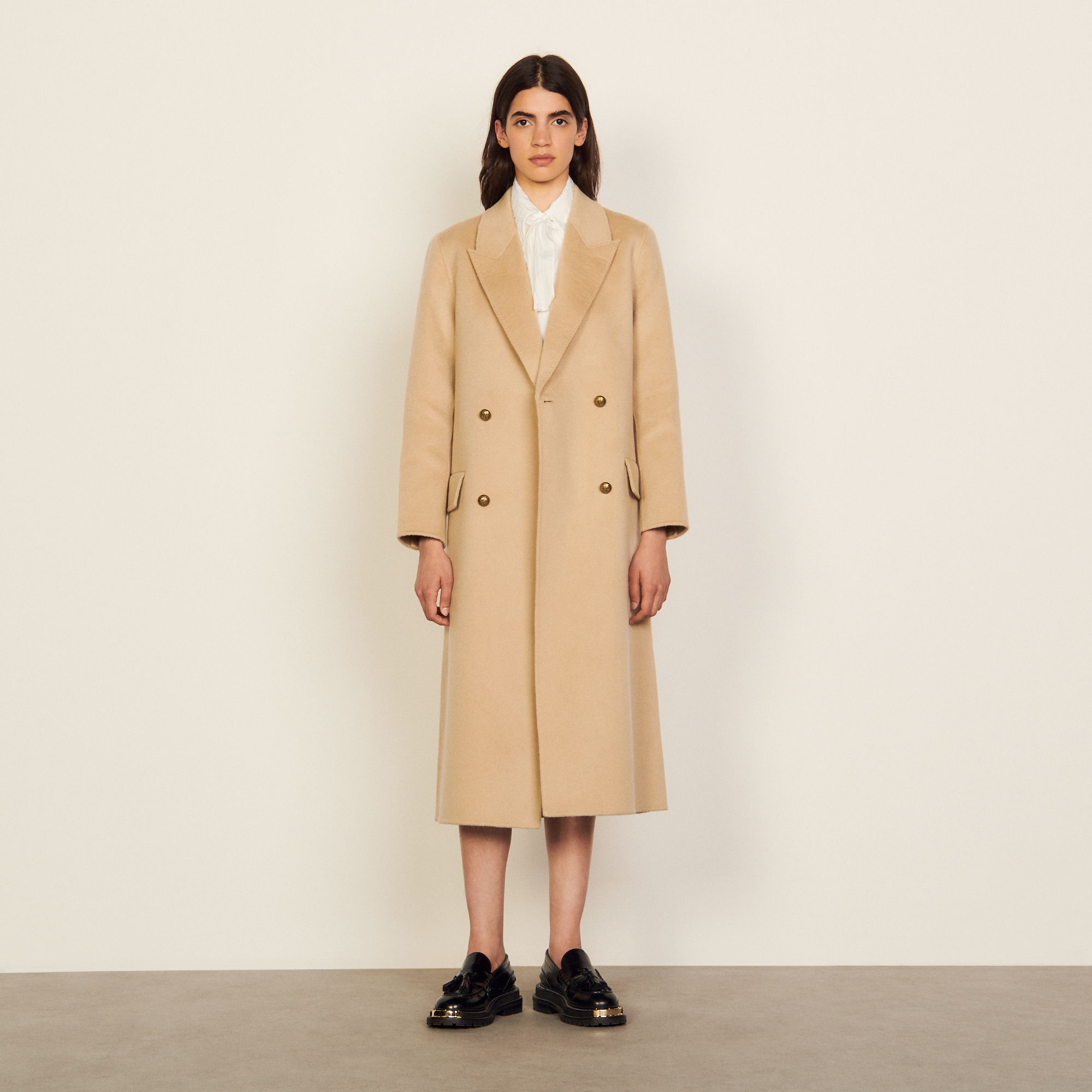 sandro double sided wool coat