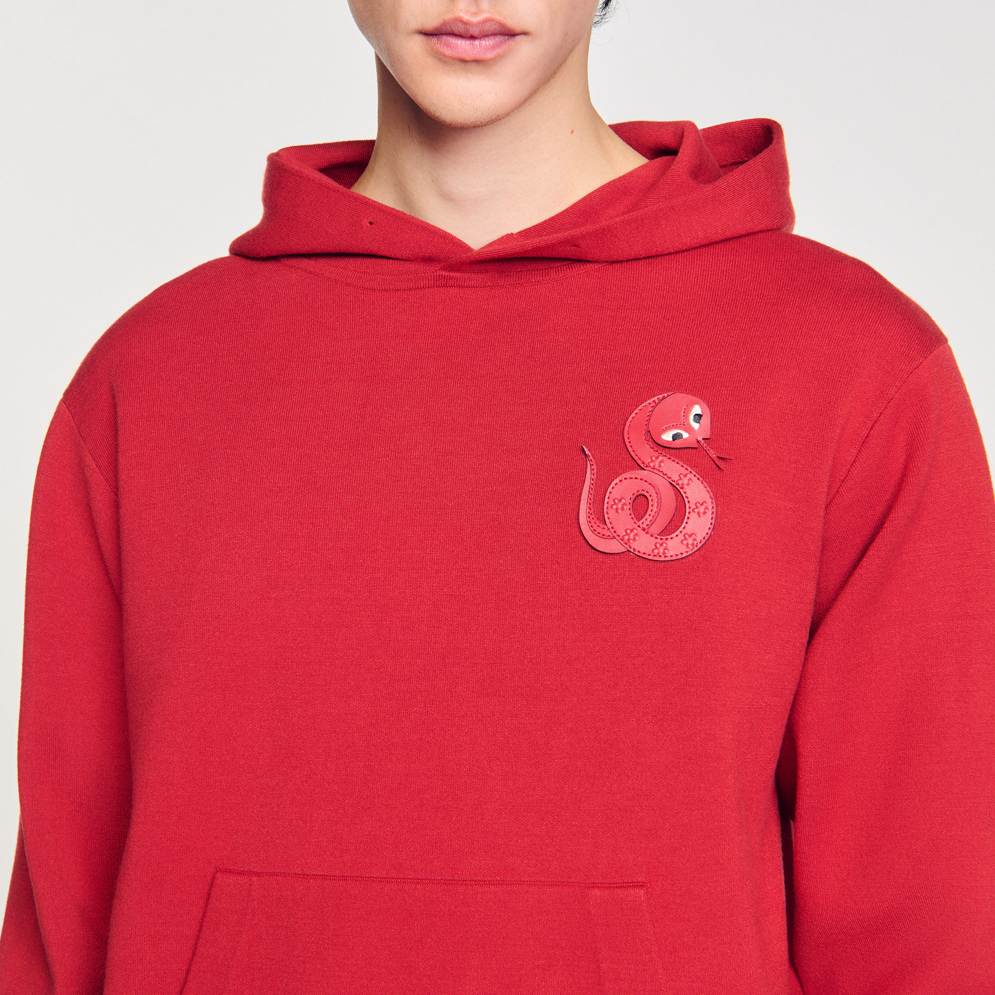 Floral pattern hoodie pink for Men | Sandro Paris