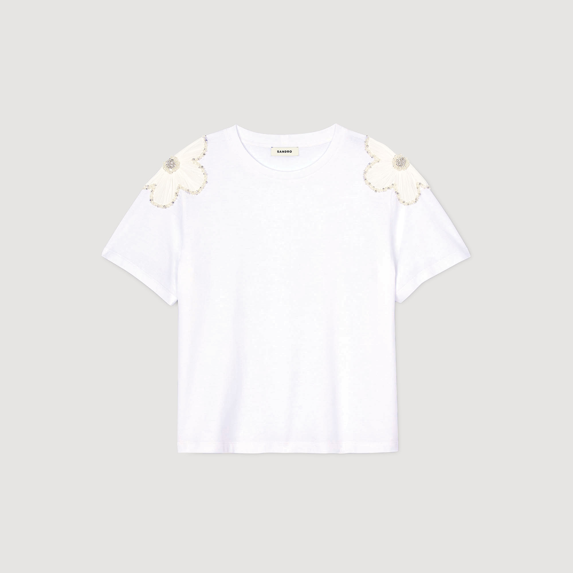 T-Shirt With Embroidered Flowers - T-shirts - Sandro-paris.com